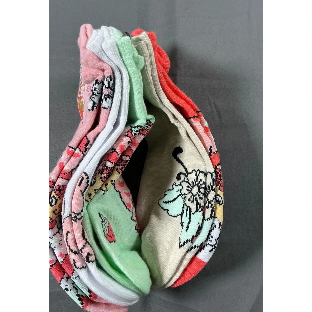 Strawberry Shortcake Womens Ankle Socks 5 Pair Pink Red‎ Green Size 4-10 AD0164